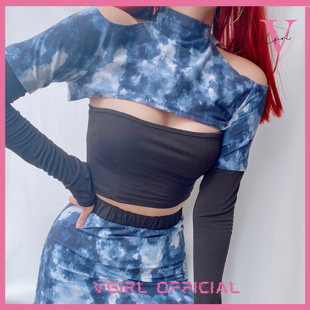 Set bộ 3 món VGIRL áo ống, áo khoác, chân váy thun tăm siêu co giãn, hoạ tiết hack dáng [ẢNH ĐỘC QUYỀN]