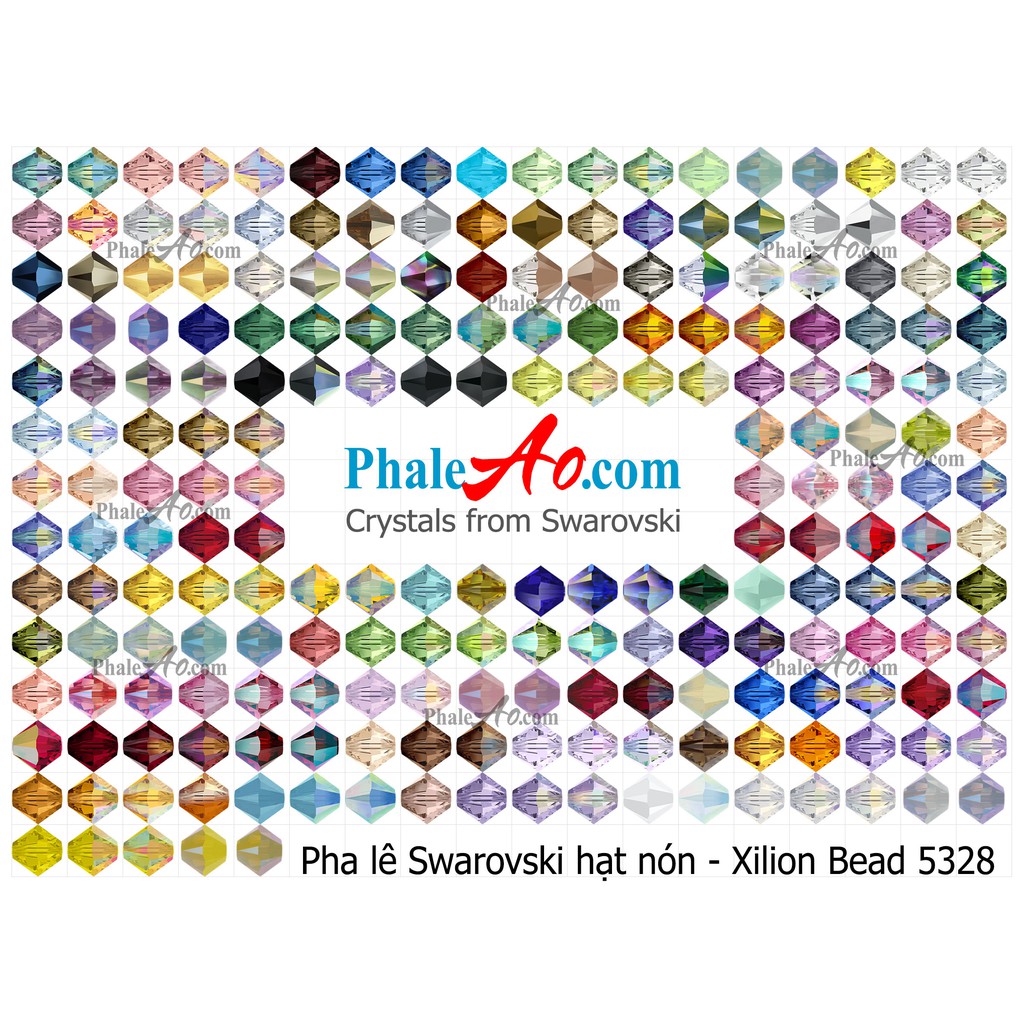 Pha lê SWAROVSKI, Hạt nón 4,6ly 5328 xilion bead 001AB, Tặng dây xỏ - PhaleAo