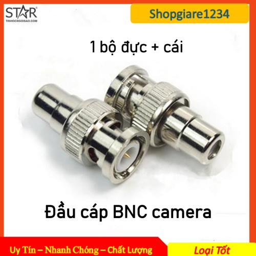 Đầu nối Jack BNC (1 bộ đực+cái) - Đầu cáp BNC cho camera