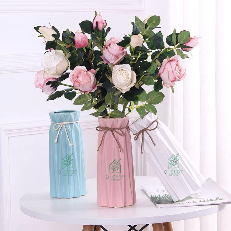Lọ hoa decor trang trí nội thất bằng gốm Qhouse , bình cắm hoa trang trí để bàn làm việc origami