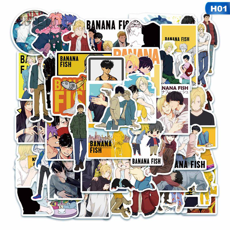 Set 50 tấm giấy in hình Anime BANANA FISH dùng để trang trí ván trượt