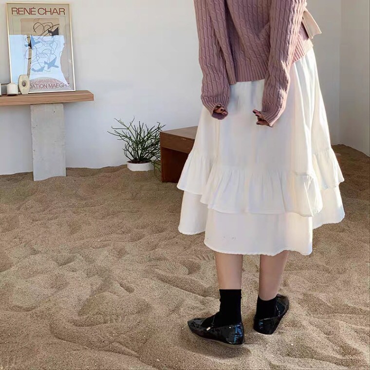 CHÂN VÁY XÒE XẾP BÈO 2 TẦNG - CHÂN VÁY DÁNG DÀI TẦNG VẠT BÈO 3 MÀU ULZZANG | BigBuy360 - bigbuy360.vn