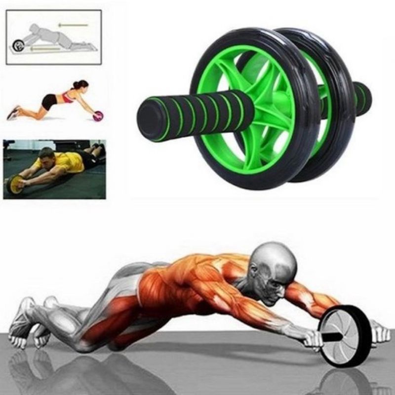 Dụng cụ tập gym thể dục thể thao con lăn tập bụng 2 bánh, máy tập cơ bụng con lăng tập gym ab tại nhà TẶNG thảm lót gối