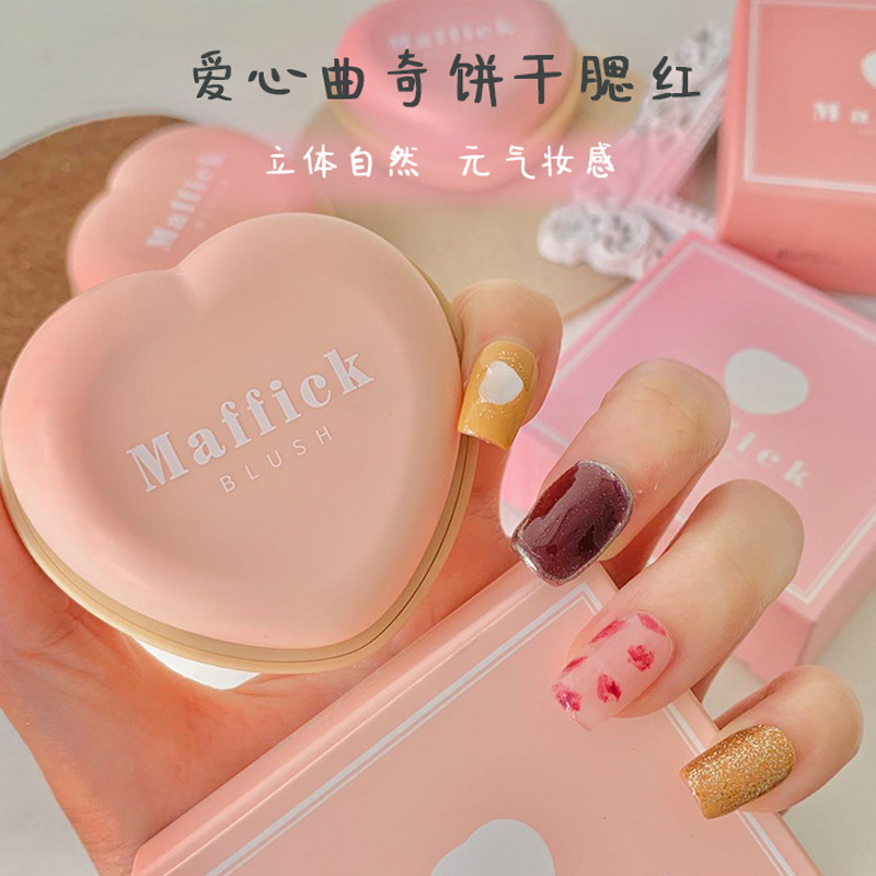 Phấn má hồng trang điểm MAFFICK màu đơn kiểu dáng bánh quy đáng yêu