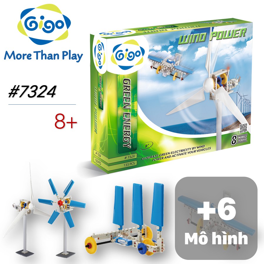 Hộp đồ chơi Thí nghiệm năng lượng gió 8 mô hình 133 chi tiết Gigo toys #7324