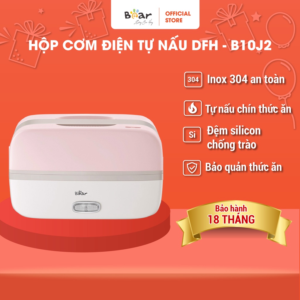 Hộp Cơm Cắm Điện Bear Giữ Nhiệt, Hâm Nóng và Tự Nấu Chín Tiện Lợi, An Toàn - DFH-B10J2