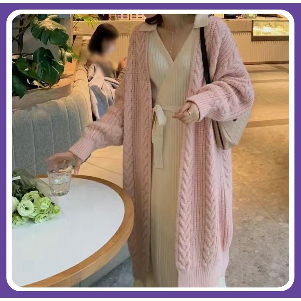 Áo cardigan len dáng dài chất dày mịn Quảng Châu