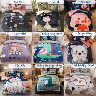 Bộ chăn ga nỉ nhung 3d cao cấp dày ấm nhiều mẫu, ga gối nỉ nhung đủ size nệm Dreamhomebedding