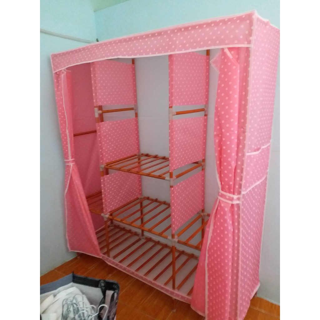 Tủ quần áo Vải Khung Gỗ 4 Buồng Bọc Nhựa Loại Thường khung gỗ bọc nhựa vải cotton