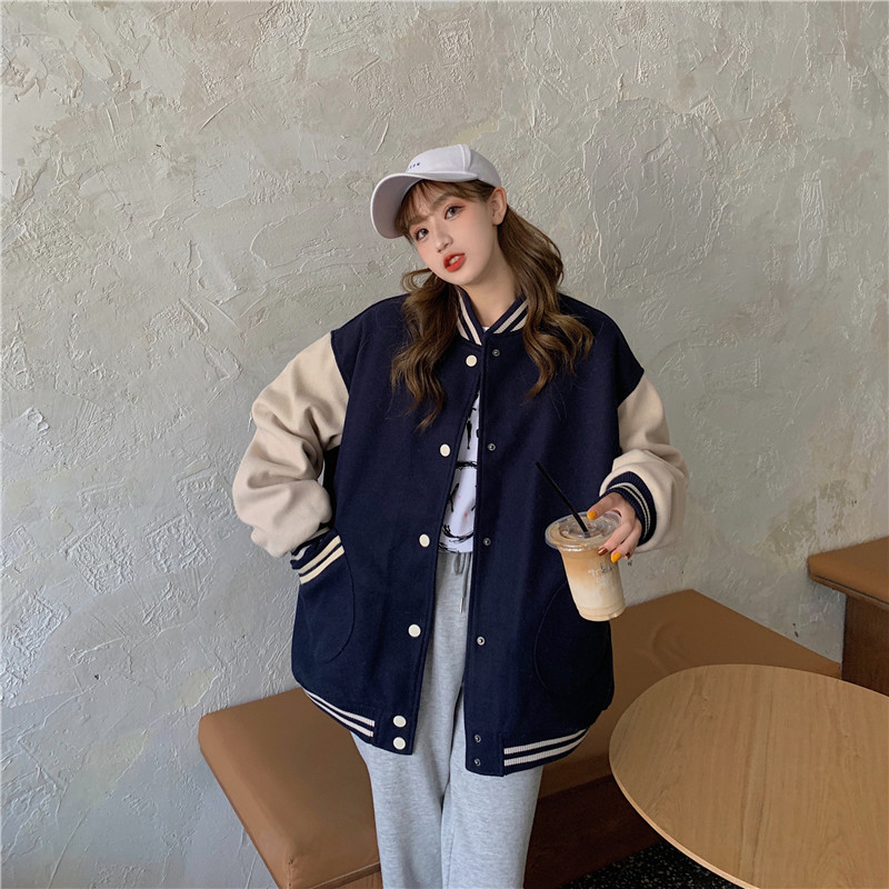 [Áo bomber nữ khoác ngoài kiểu bóng chày] áo bomber nữ from rộng bigsize nỉ kiểu bóng chày thời trang ulzzang hàn quốc | BigBuy360 - bigbuy360.vn
