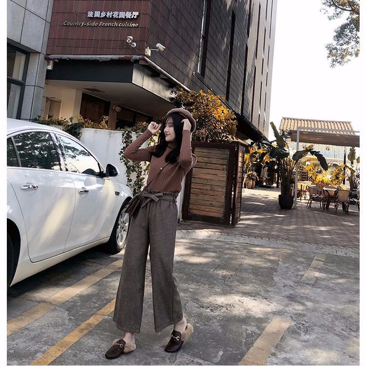 MS276 Áo len nữ cao cổ gân to