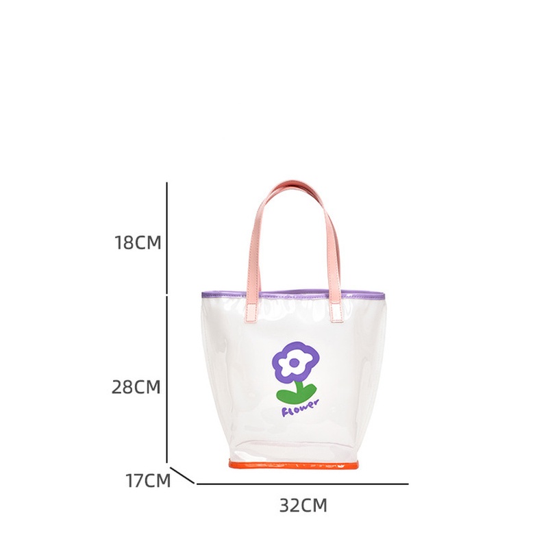 Túi Xách Trong Suốt Chống Thấm Nước Họa Tiết Hoạt Hình Xinh Xắn