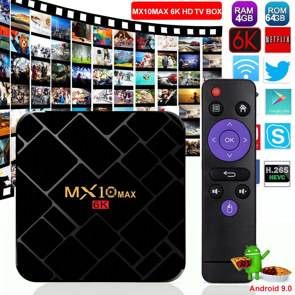 PRE INSTALL MX10 MAX Android 9.0 4+64G TV Box 6K Kodi 18.2 H6 With i8 Keyboard