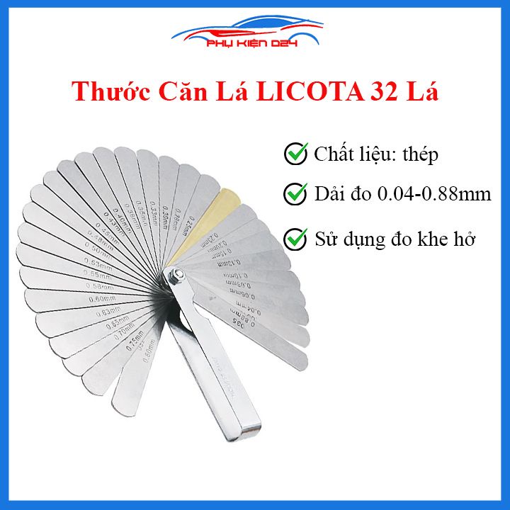 Thước căn lá Licota ATA-0074E 32 lá dùng đo khe hở từ 0.04 đến 0.88mm