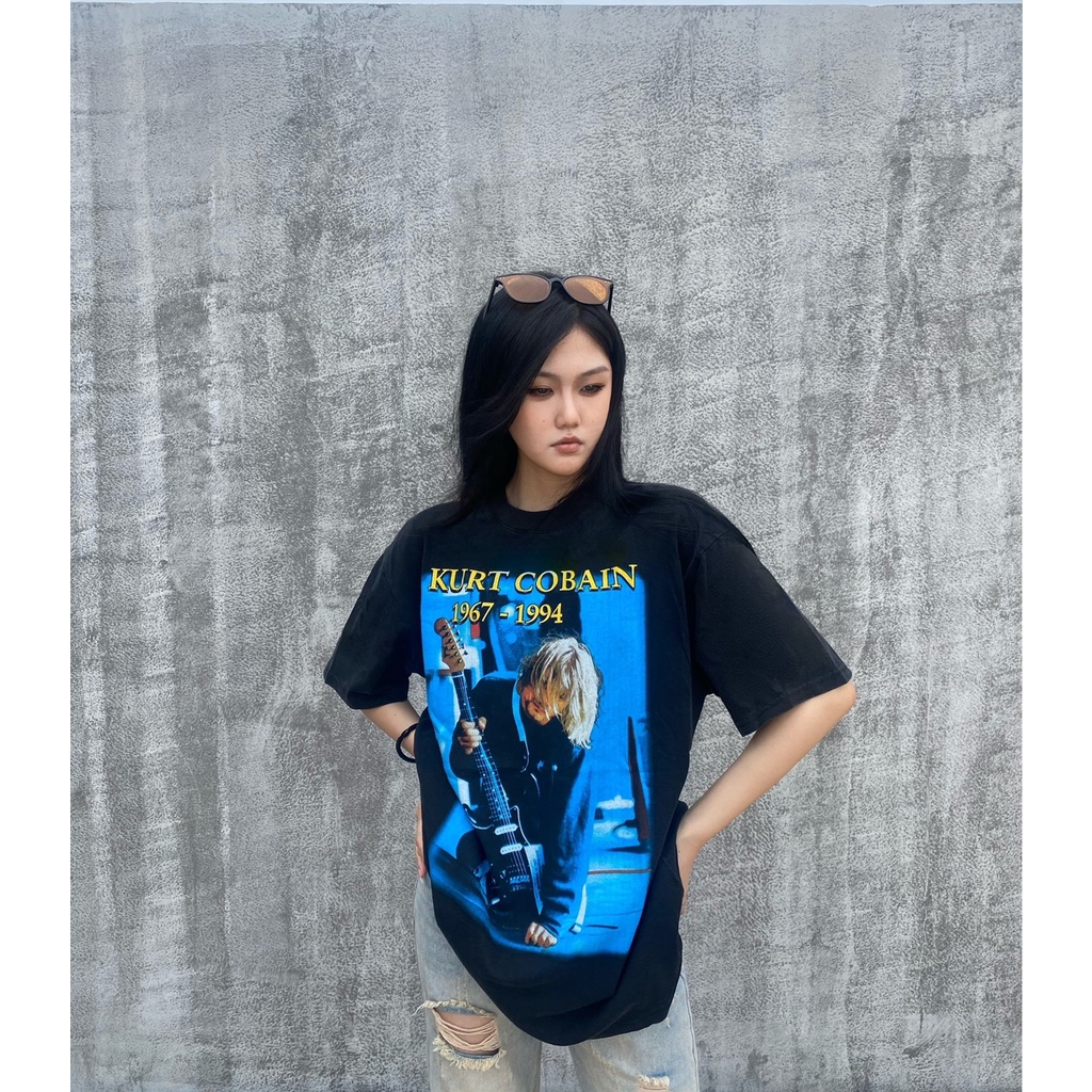 Áo Thun Vintage Kurt Cobain Nirvana Tay Lỡ Unisex - Đen/Trắng Cổ Tròn | Blackwork