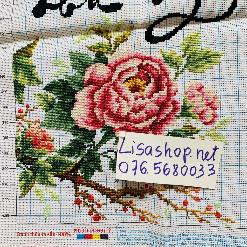 Tranh thêu chữ thập PHÚC LỘC NHƯ Ý đã thành phẩm 62x44cm đã thêu