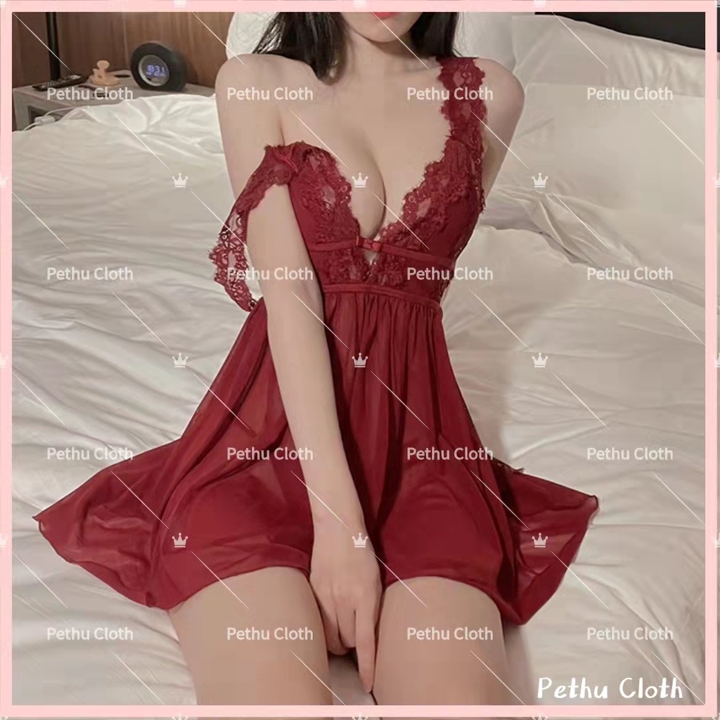 （Q1,HCM）💖sexy đồ ngủ💖Đầm ngủ gợi cảm hở lưng khiêu gợi-kèm quần chip --Freesize 40-65kg---001