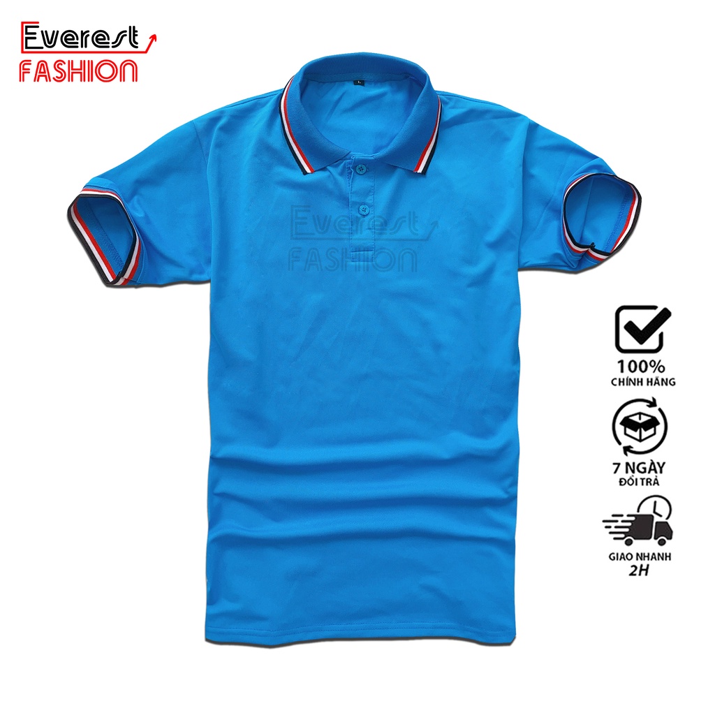 Áo Thun Có Cổ Cá Sấu 4 Chiều Polo Màu Xanh Ya Phối Cổ Và Bo Tay 3 Sọc ANDROMEDA Phom Xuông Đồng Phục Dùng Chung Nam Nữ