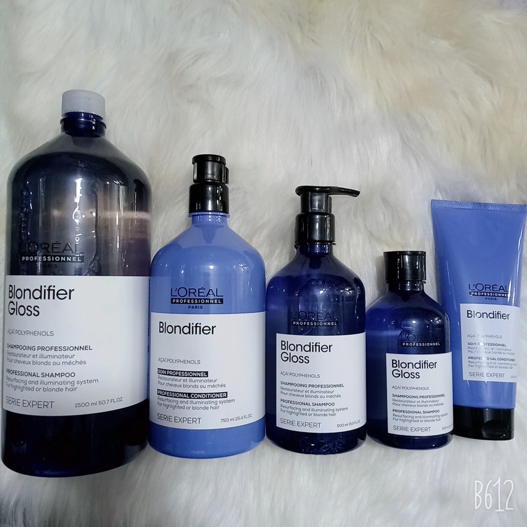 ( Hàng Chính Hãng) Combo Dầu Gội Xả Chuyên Biệt Dành Cho Tóc Nhuộm Màu Sáng Hoặc Tẩy Tóc Loreal Blondifier Gloss