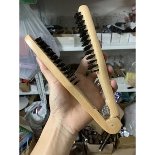 LƯỢC GỖ NHỰA KẸP DUỖI ÉP TÓC THẲNG