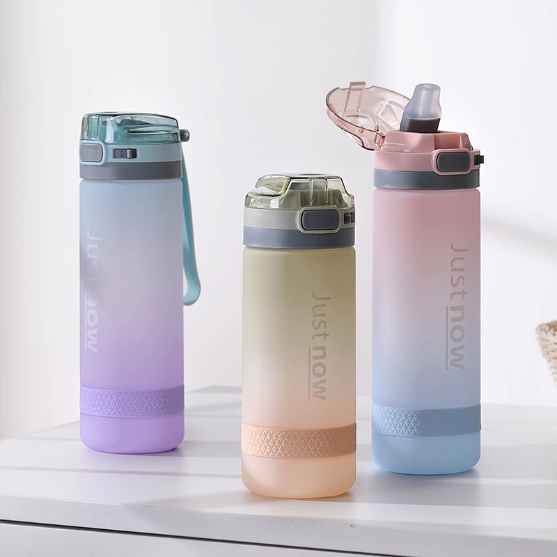 Bình Nước Nắp Bật Có Ống Hút JUST NOW 600ml, Bình Nước thể thao, tập gym