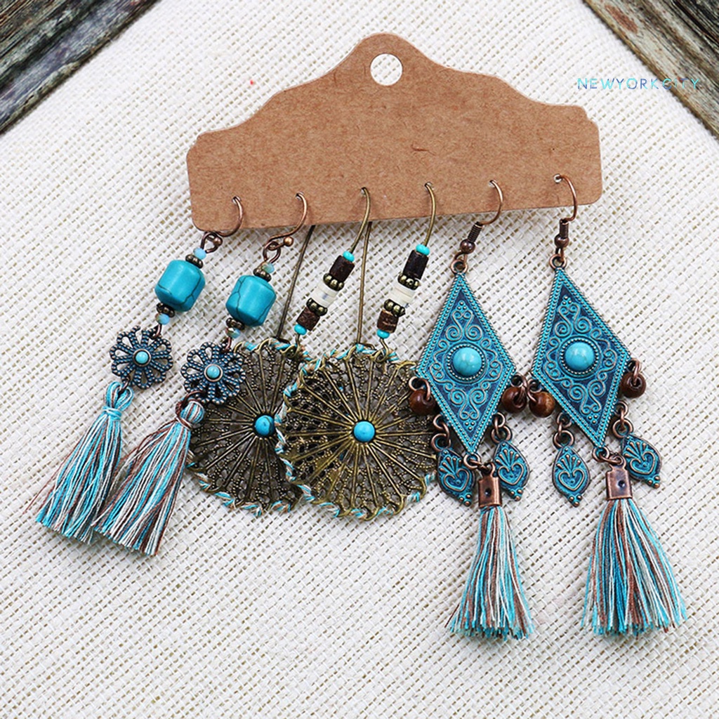 Set 3 Đôi Khuyên Tai Hợp Kim Phong Cách Bohemian Thời Trang Cho Nữ