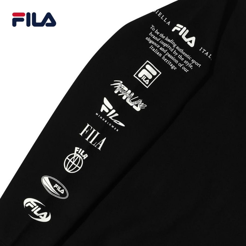 Áo hoodie tay dài không nón unisex Fila Archive Sleeve Point - New Beginning Collection - FS2POD1108X-BLK