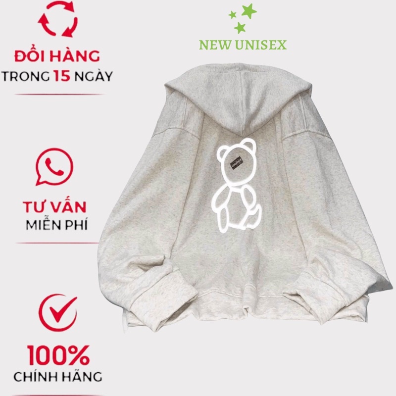 Áo Hoodie Nam Nữ,Áo Khoác Nỉ Form Rộng in Hình Chú Gấu Phản Quang Siêu Chất tp131 [NewUnisex]