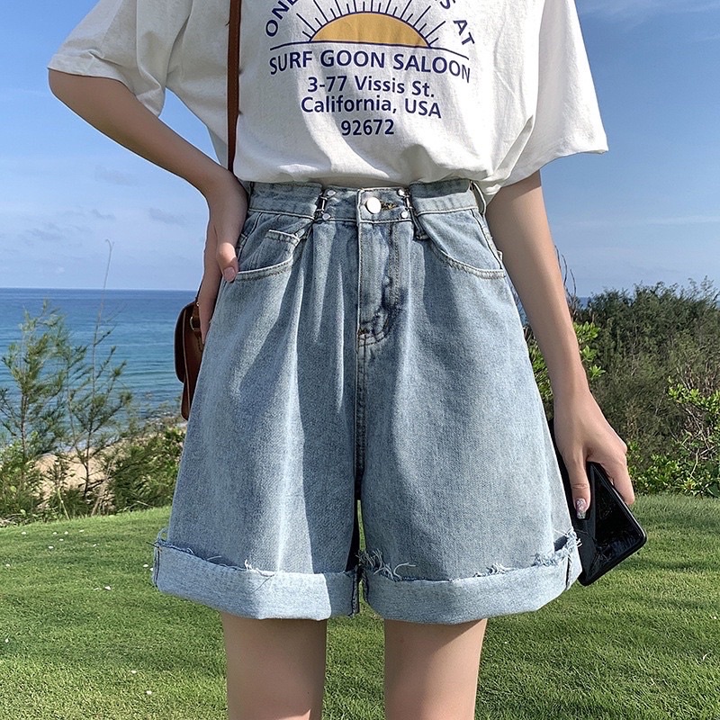 Quần jeans ngố móc sắt may gấu_hàng có sẵn