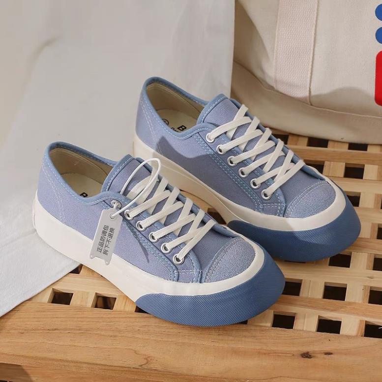 Giầy nữ FreeShip Mã giảm giá[Sneaker] Giày Thể Thao Độn Đế Nữ Viền Màu Phong Cách Thời Trang