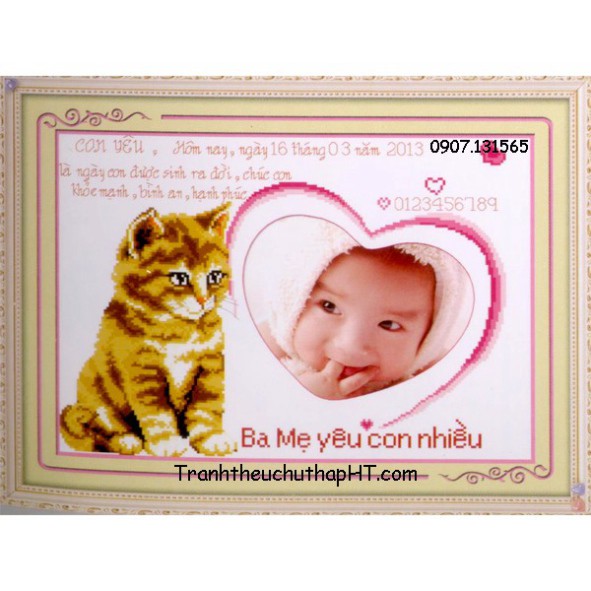 Tranh thêu chữ thập khung hình cho bé theo 12 con giáp