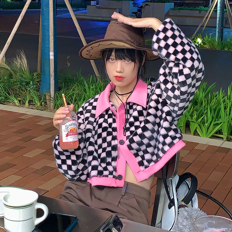 Áo Khoác Dáng Ngắn Phối Màu Sắc Tương Phản Phong Cách Hàn Quốc Cho Nữ | BigBuy360 - bigbuy360.vn