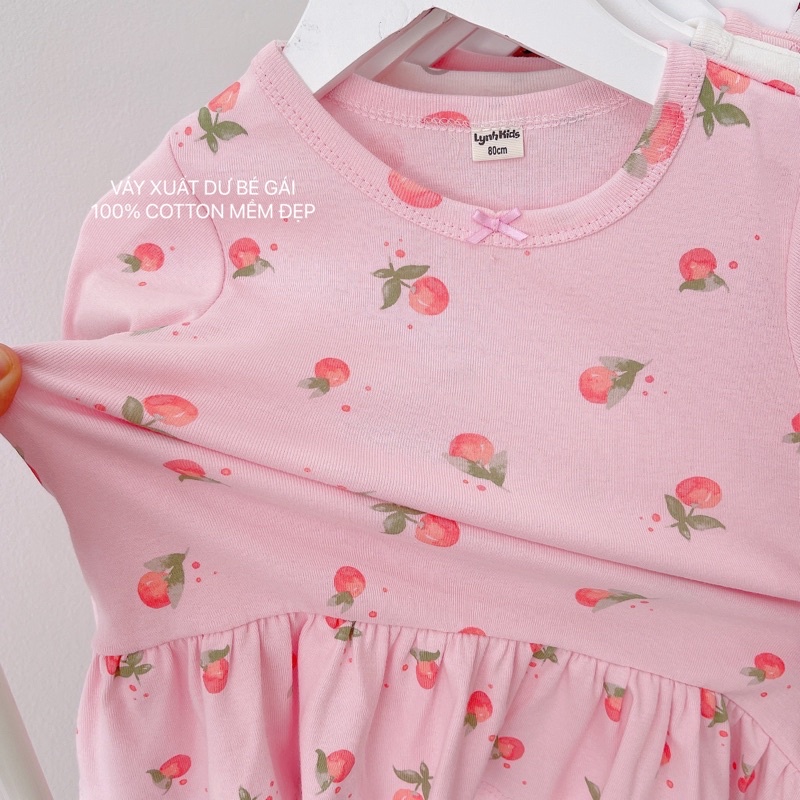 VÁY ĐUÔI CÁ DÀI TAY, VÁY COTTON THU ĐÔNG CHO BÉ GÁI.