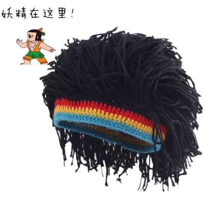Mũ Len Trùm Đầu Phối Tóc Giả Thời Trang Âu Mỹ