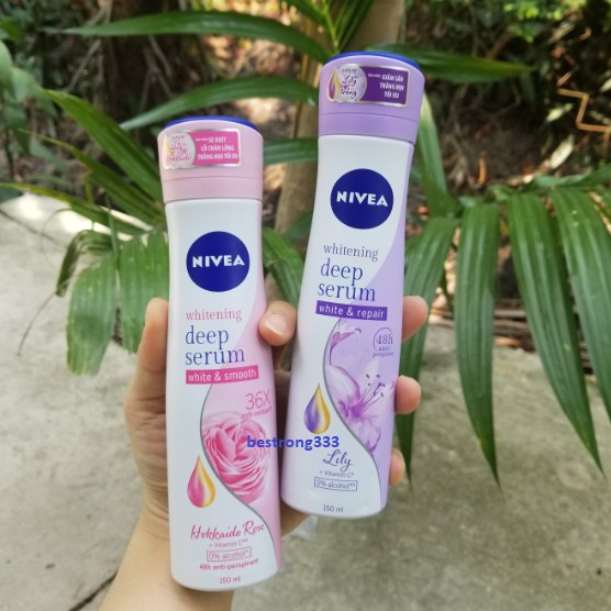 Xịt ngăn mùi Nivea serum trắng mịn hương hoa (150ml)