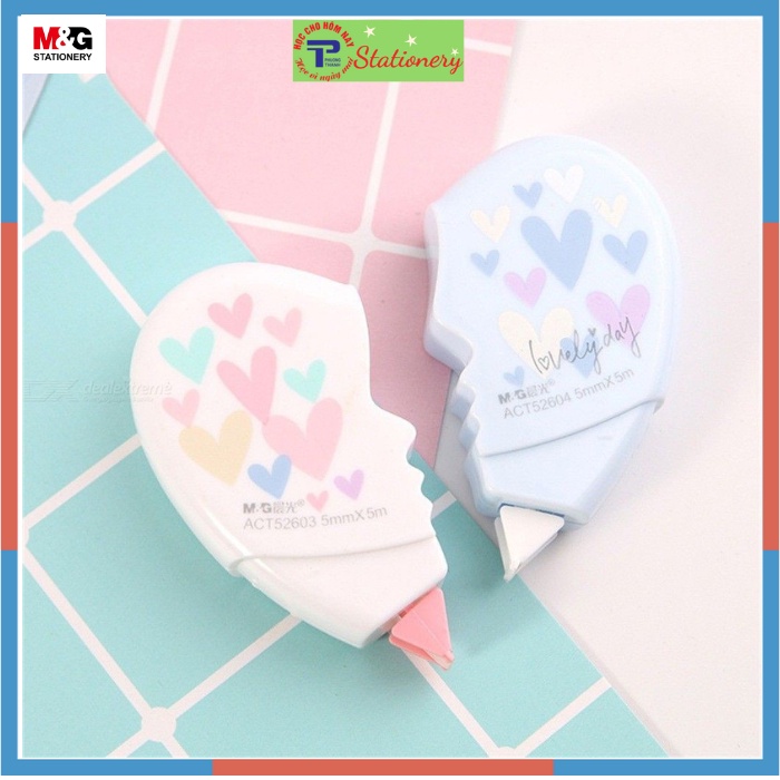 Băng xóa kéo 10m hình trái tim đôi 2 cái màu ngẫu nhiên xóa sạch, không lem mực MG 0272