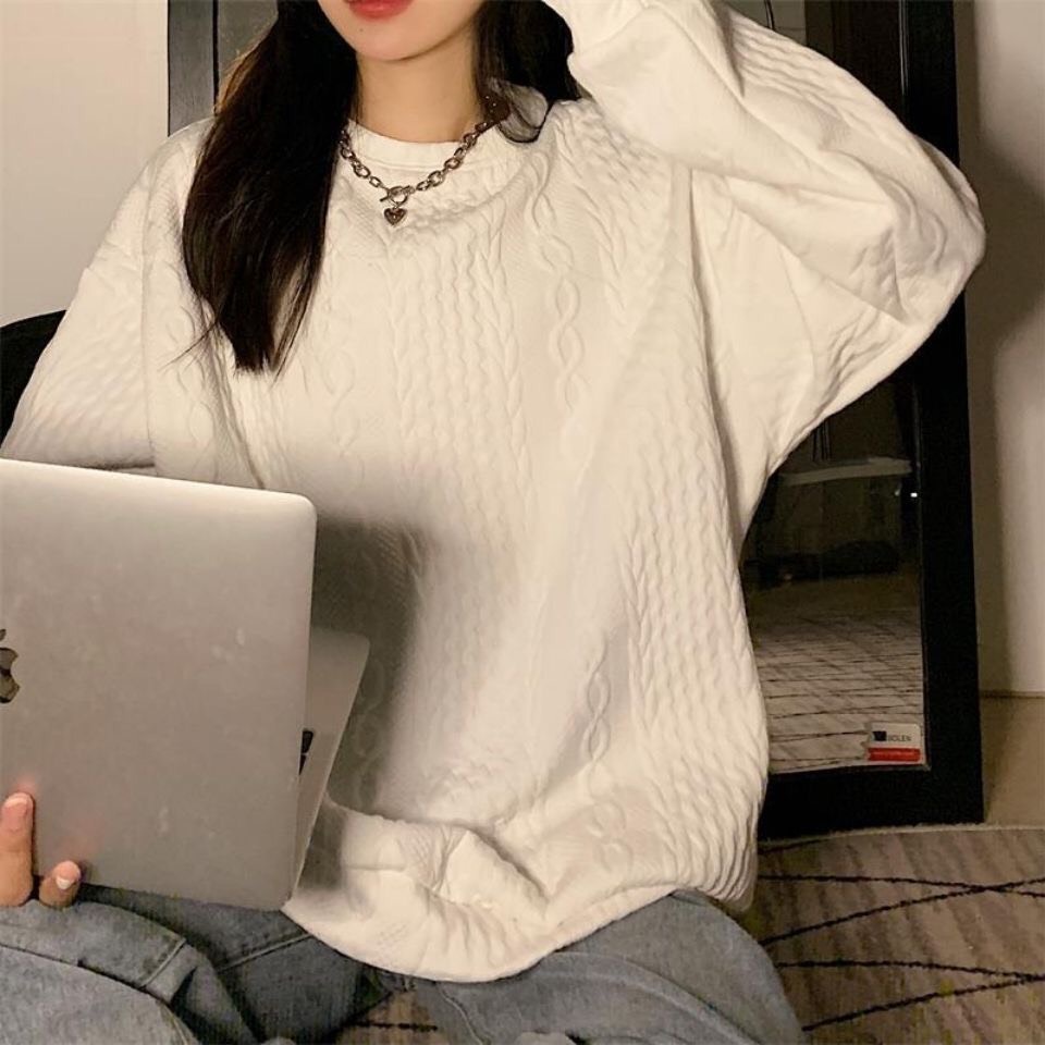 Áo sweater form rộng nỉ màu trắng ulzzang basic | BigBuy360 - bigbuy360.vn