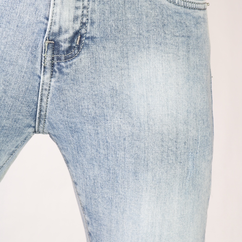 Quần Jean Nam Xanh Bạc Nhạt Vải Jeans Cao Cao Không Ra Màu Dày Co Giãn Tốt Dáng Slimfit _ X0163