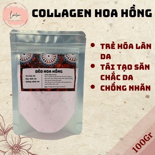 100gr bột đắp mặt collagen cánh hoa hồng tươi cao cấp - bột handmade louloubeauty