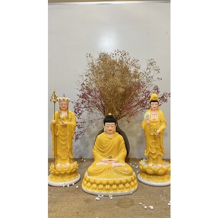 Bộ 3 tượng phật Ta Bà Tam Thế ngồi 30cm + đứng 38cm
