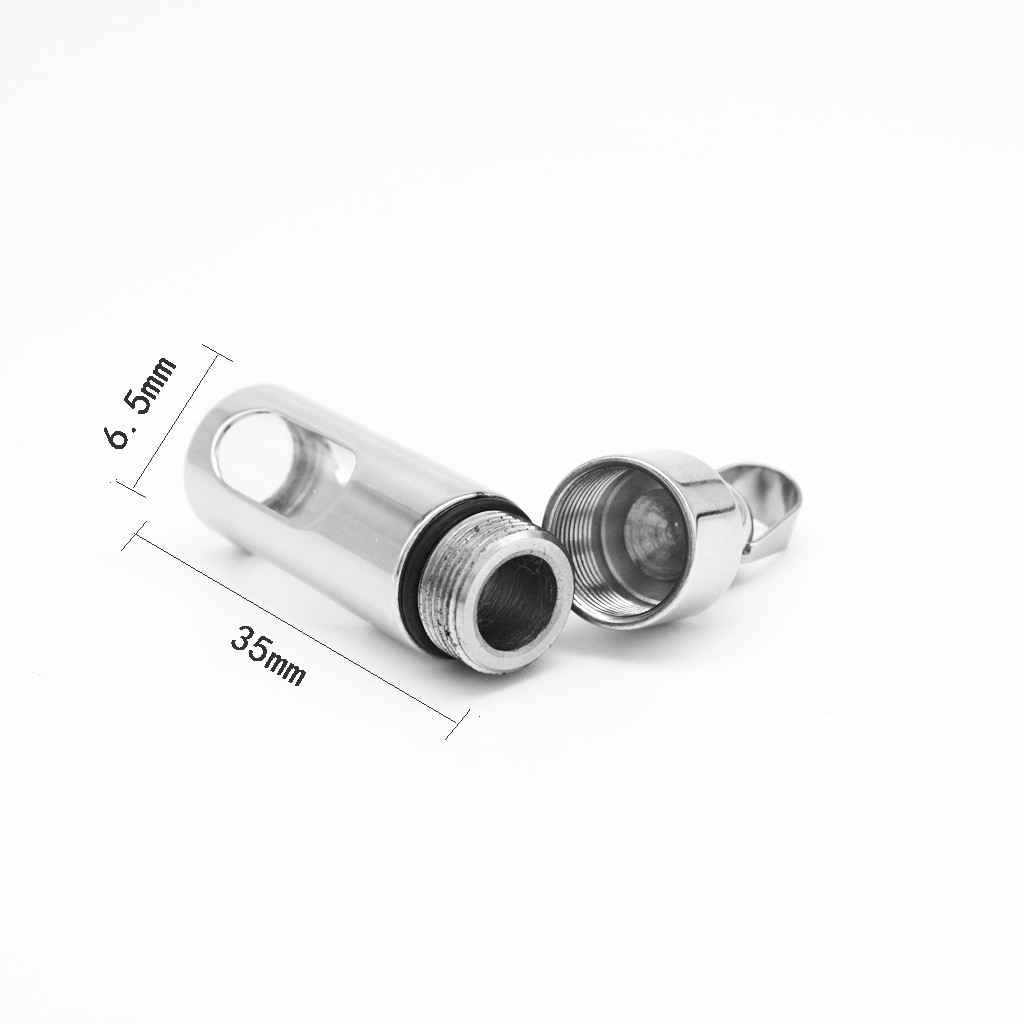 [Lacooppia1] Mặt Vòng cổ Hình Ống Đựng Thuốc Bằng Thép Không Gỉ