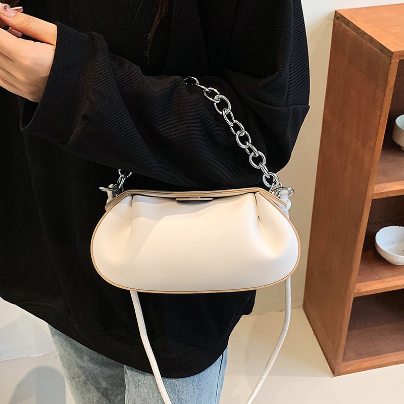 Túi Đeo JASMIN NOIR Chéo Da PU Phối Dây Xích Phong Cách Boho Thời Trang Cho Nữ