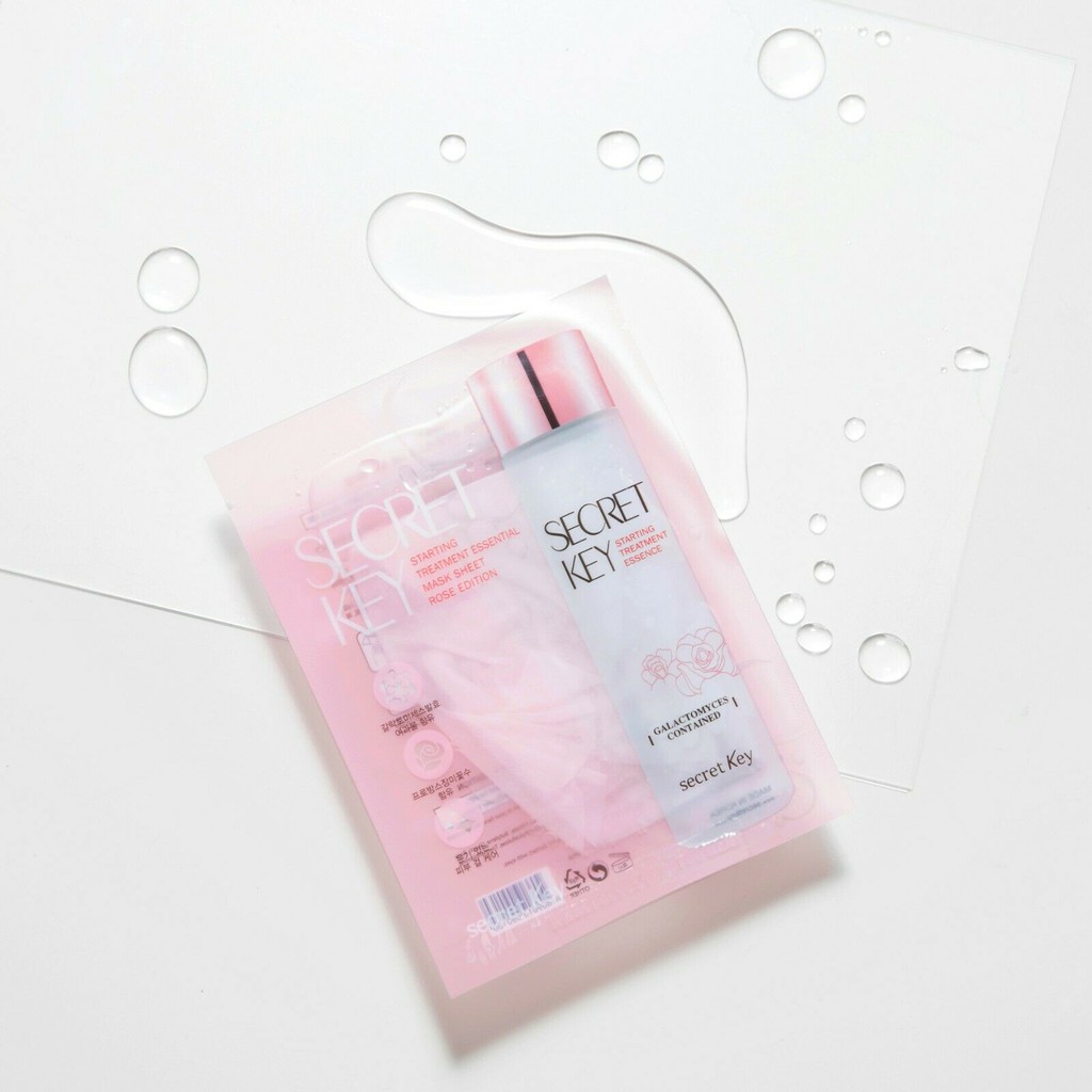 Combo 10 Mặt nạ "nước thần" dưỡng ẩm làm sáng da Secret Key Starting Treatment Essential Mask Sheet - Rose Edition 30g