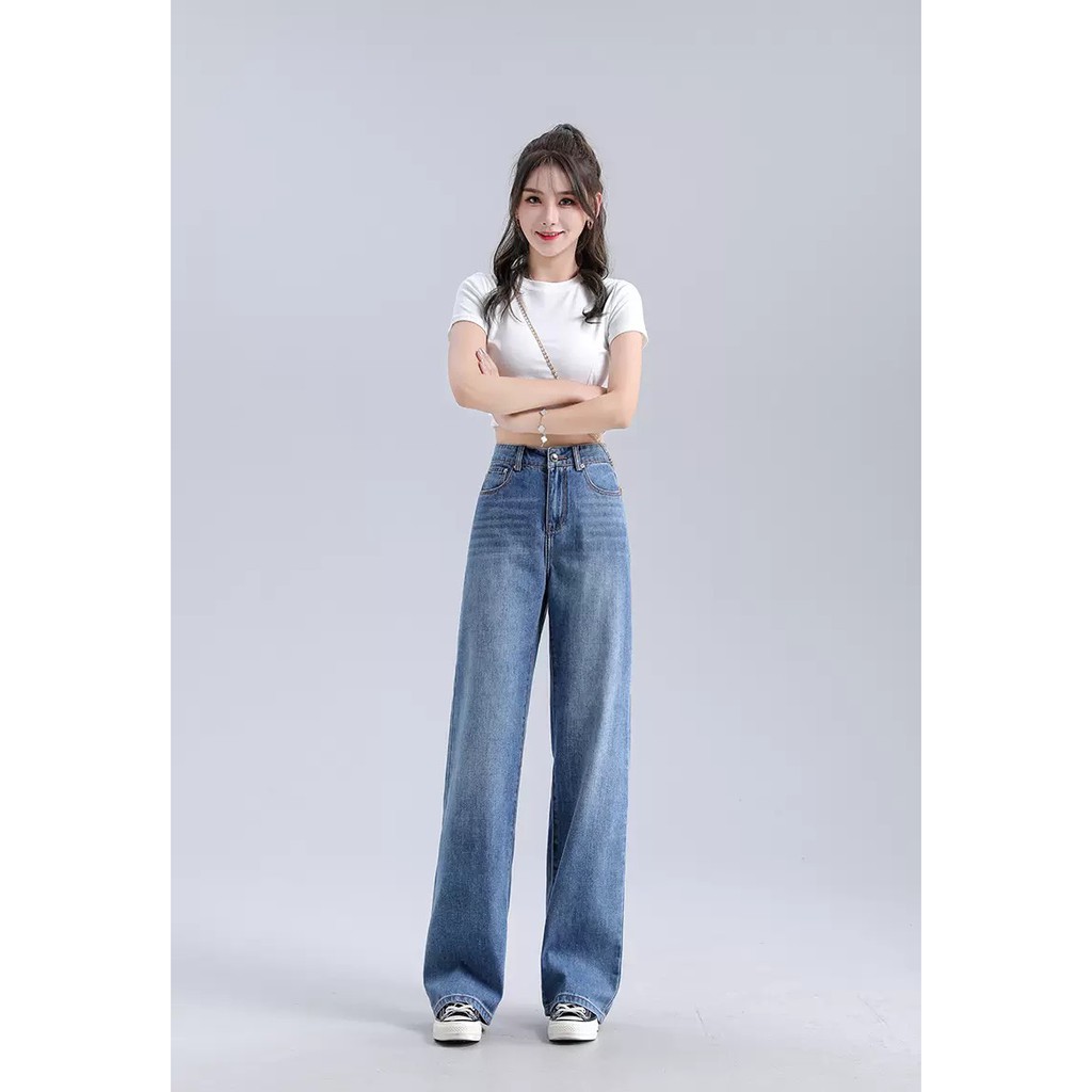 [ HỜN DỖI ] QUẦN JEAN ỐNG RỘNG NỮ XANH ĐẬM RÂU MÈO LAI CUỐN LƯNG CAO FORM DÀI RỘNG THỜI THƯỢNG, CÁ TÍNH, TRẺ TRUNG HOT