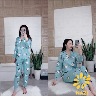  [HÌNH THẬT] Bộ Ngủ Pijama Kate Thái Tay Dài Quần Dài Loại 1 NAZI BO01
