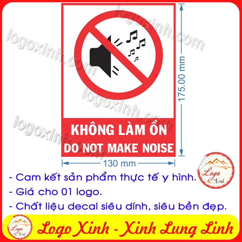 LOGO TEM STICKER KHÔNG LÀM ỒN, DO NOT MAKE NOISE, CẢNH BẢO KHÔNG GÂY ỒN ÀO TẠI KHU VỰC CHỈ ĐỊNH