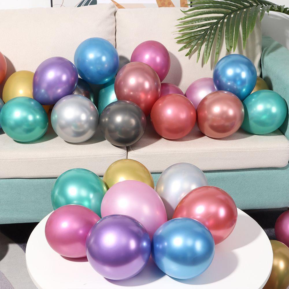 Set 1 50 Bong Bóng Cao Su 5 Inch Dày Dặn Màu Chrome Trang Trí Tiệc Cưới Cho Bé