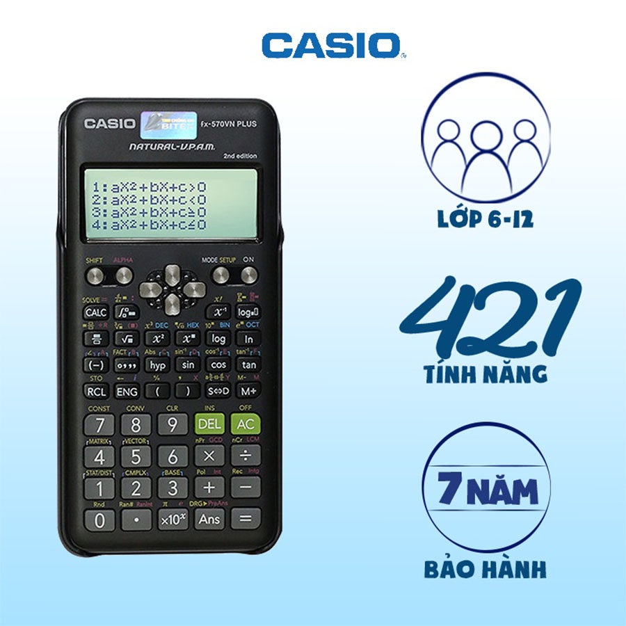 Máy tính CASIO FX-570VN Plus New (2nd Edition) - Máy tính cầm tay CASIO chính hãng 421 tính năng chuyên dụng