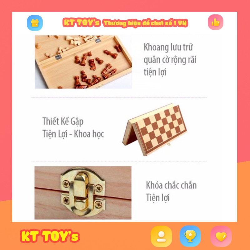 Bộ Cờ Vua Bằng Gỗ Cao Cấp Có Hộp Đựng Kiêm Bàn Cờ KT TOYS