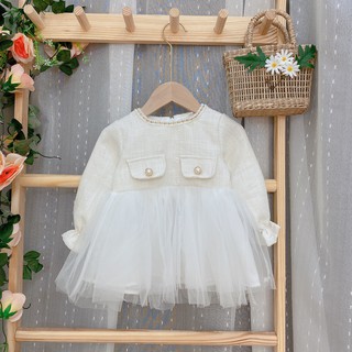 Váy dạ TWEED thu đông bé gái 🌂🌂 𝑭𝑹𝑬𝑬𝑺𝑯𝑰𝑷 🌂🌂Váy dạ phối lưới 3 tầng dài tay giữ ấm tốt